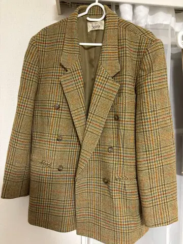 테일러드 자켓 체크 무늬 더블 브레스트