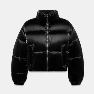 zara 샤이니 발수 윈드브레이커 아노락 블랙 숏 다운 자켓