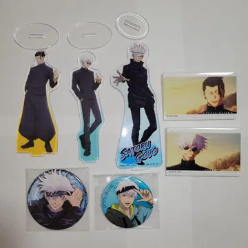 주술회전 고죠 사토루 게토 스구루 아크릴 스탠드 스퀘어 캔 배지 OP