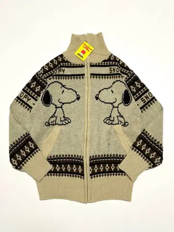SNOOPY 스누피 자카드 집업 아크릴 가디건