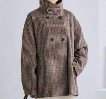 시마무라 choco 하운드투스 체크 코트 스탠드넥 코트