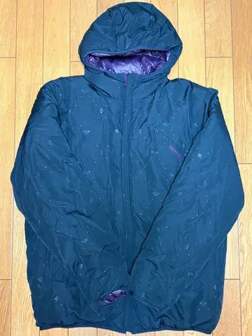 90s 빌라봉 후드 부착 다운 자켓 다크 블루