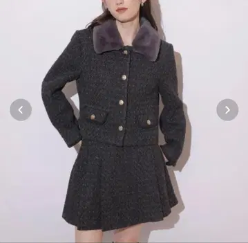 Rirandture 퍼 칼라 트위드 자켓(M)&스커트(S) 세트