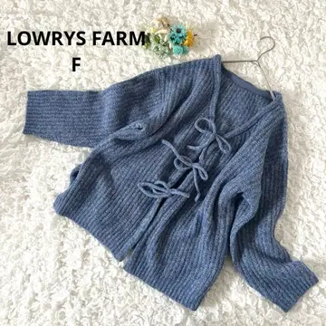 로리즈팜 2way 멜란지 리본 롱 슬리브 니트 파랑 F