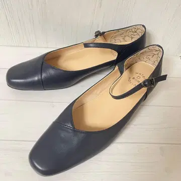 미사용 히미코 water massage 스트랩 펌프스 24.5 네이비