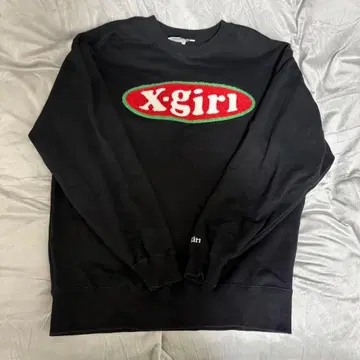 엑스걸 블랙 로고 자수 맨투맨 M 사이즈 블랙 엑스걸