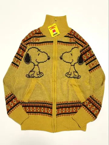 SNOOPY 스누피 자카드 아크릴 니트 가디건 M