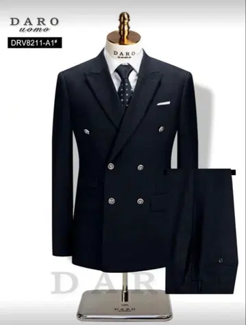 DARO 더블 수트 남성용 S 사이즈 블랙 수트