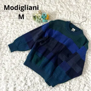 모딜리아니 빈티지 니트 이탈리아 기하학 패턴 M Y2K 컨디션 최상