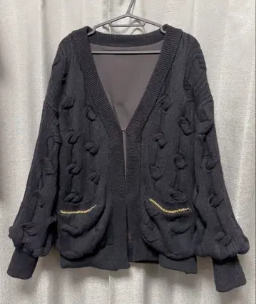 새상품급 JEANASIS 체인 케이블 코디 가디건 아우터 블랙