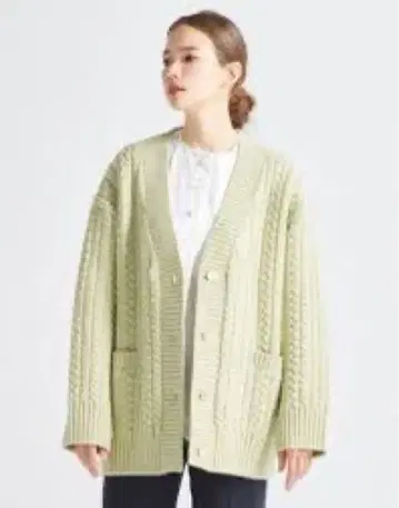 yori 울 케이블 가디건 피스타치오 38