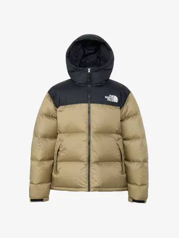 The North Face 후드 부착 다운 자켓 카키/블랙