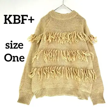 KBF 플러스 프린지 니트 스웨터 베이지 ONE size