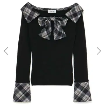 BUBBLES 리본 샤기 니트탑