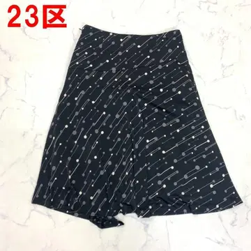 A6110 23구 롱 스커트 플레어 올 패턴 도트 안감 있음 블랙 38