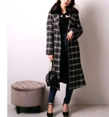 반값 이하 LIPSERVICE 체크 롱 코트 퍼 머메이드