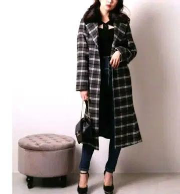 반값 이하 LIPSERVICE 체크 롱 코트 퍼 머메이드