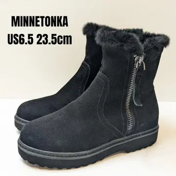 MINNETONKA 미네통카 사이드 지퍼 미들 부츠 23.5 블랙