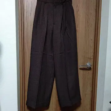 LOWRYS FARM 라나테크 와이드 팬츠 브라운 체크 S