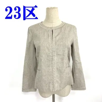 23구 노카라 자켓 베이지 코튼 린넨 계열 얇은 소재 40 C4181