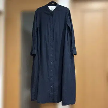 무인양품 양면 기모 플란넬 스탠드 카라 긴팔 원피스 여성용