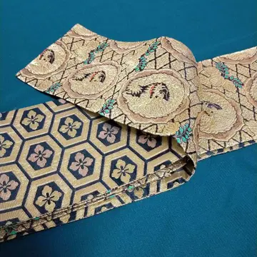 골드 컬러 반폭 오비 리버서블 용 육각형