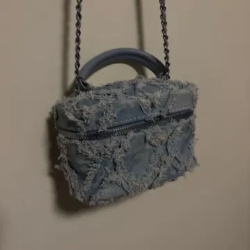 라이트 블루 프린지 숄더백