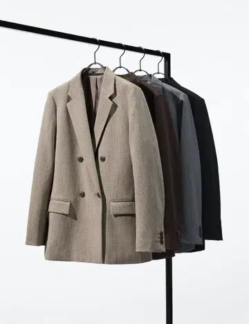 유니클로 더블 자켓 체크