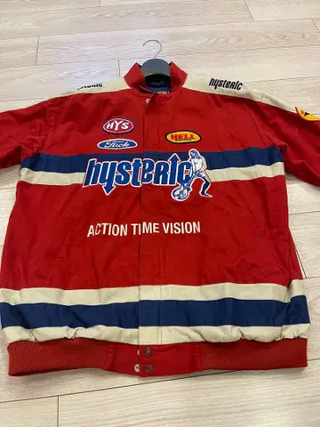 hysteric 바시티 자켓 레드