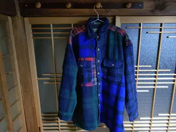 ROBERT STOCK 울 셔츠 00년대 크레이지 패턴 L 파랑