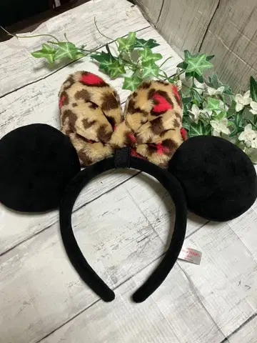 레오파드 무늬 핑크 미니 머리띠 디즈니 리조트