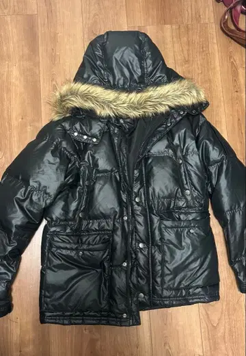 블랙 다운 자켓 퍼 포함 y2k 블랙 그런지