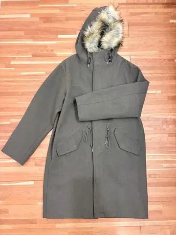 그레이 더플 코트 퍼 달린 후드