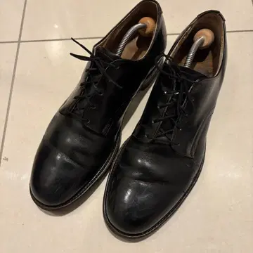 블랙 가죽 드레스 슈즈 플레인토 US NAVY