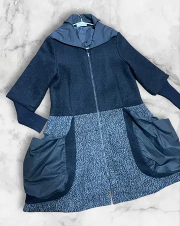 attrice/변형 폭신 코트/MIX 그레이 x 블랙/M ~ L