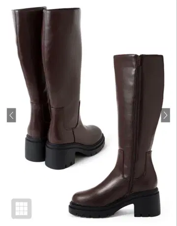 통굽 롱 부츠 (브라운 블랙)