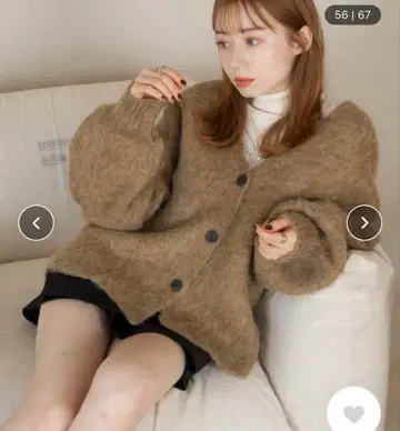 hinari W 자카드 니트 가디건 브라운