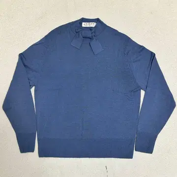 JAEGER 울 100% 디자인 넥 스웨터 블루 계열