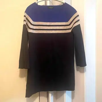 DANIEL HECHTER 스트라이프 니트 스웨터 7부 소매