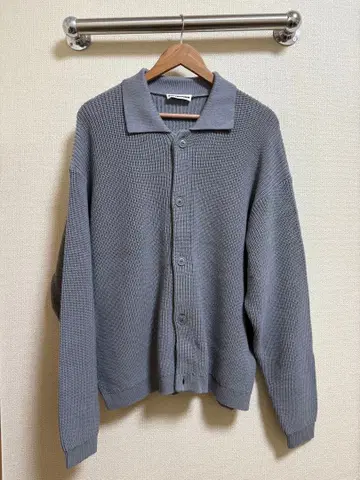 SOFTHYPHEN 카라 부착 니트 가디건 그레이