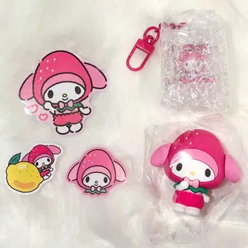 산리오 후르츠 디자인 키링 마그넷 마이멜로디 진한 핑크