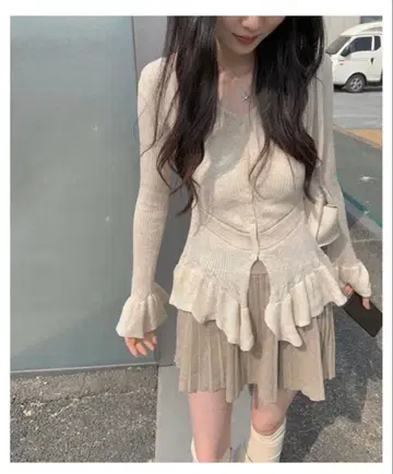 anyonemore 한국 브랜드 가디건 프릴