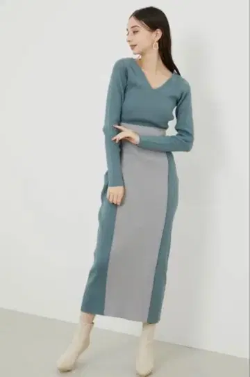 리엔다 바이컬러 원피스 블루