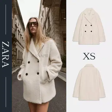 ZARA 부클레 더블 브레스트 코트 XS 새상품