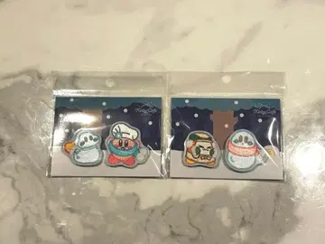 커비 카페 WINTER 자수 브로치 커비 눈사람 와돌디 2세트