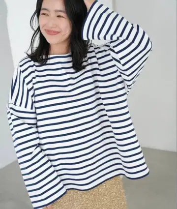 Leminor 레미노아 For SLOBE 빅 보더 티셔츠 블루