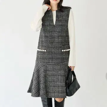 LAVEANGE 펄 포켓 트위드 원피스 3L