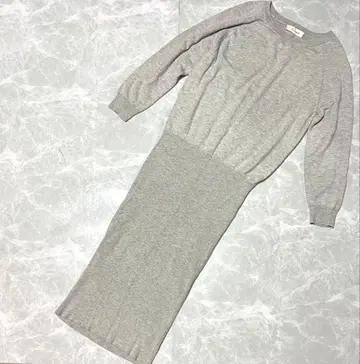 SNIDEL 이소재 절개 니트 롱 원피스 그레이 스나이델 F