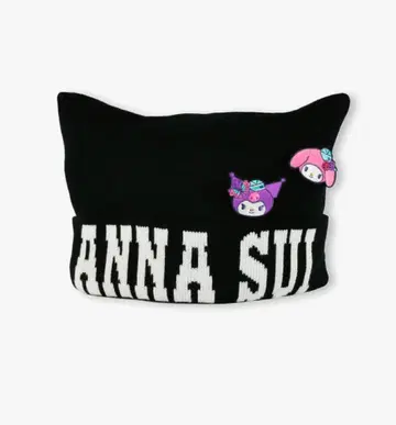 ANNA SUI 마이멜로디&쿠로미 자수 브로치 부착 고양이 귀 니트 와치