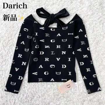 새상품 Darich 다리치 랜덤 로고 오픈 니트탑 벨로아 리본